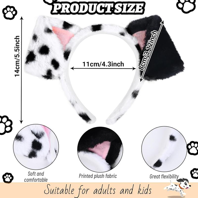 101 Days Dalmatian Costume Include Puppy Ears Headband Tail for Halloween Party Dress Up Fabric Soft