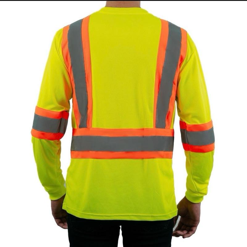 4 PACK long sleeve polyester shirts with double tone high visibility reflectors 4 PACK FOR 40.99$