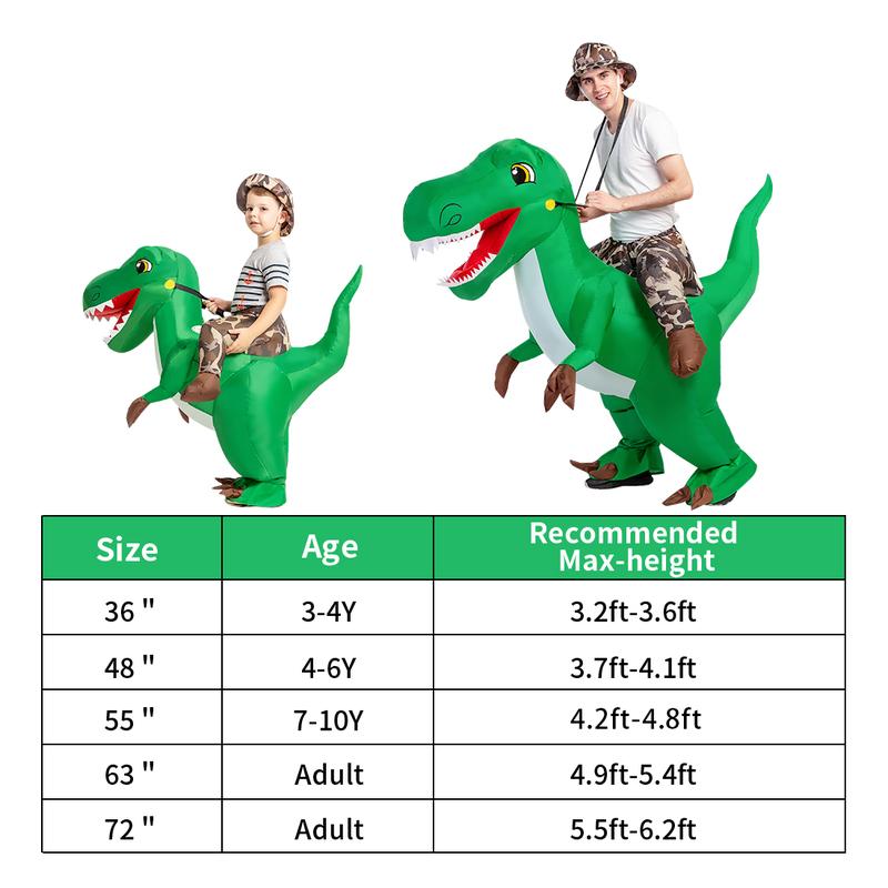 GOOSH Inflatable Dinosaur Costume Halloween Blow up Costumes Riding Diplodocus Air Costume for Party