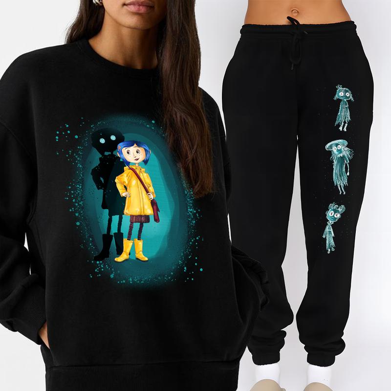 Coraline with Three Children Ghost Sweatshirt and Sweatpants, Coraline Fantasy movies tshirt, Horror Charaters Sweatshirt Crewneck Shirt, Halloween Sweatshirt and Sweatpants