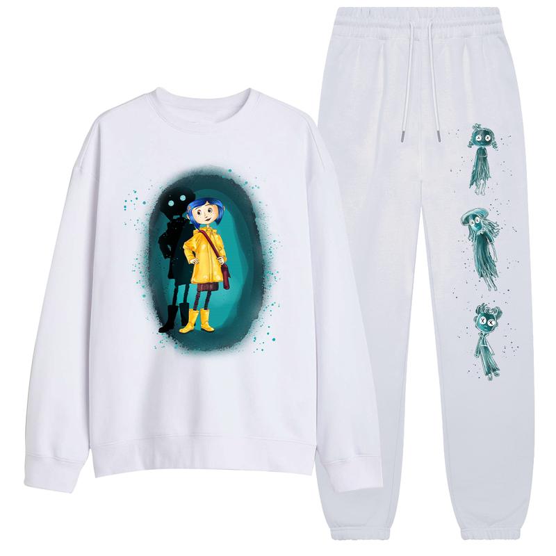 Coraline with Three Children Ghost Sweatshirt and Sweatpants, Coraline Fantasy movies tshirt, Horror Charaters Sweatshirt Crewneck Shirt, Halloween Sweatshirt and Sweatpants