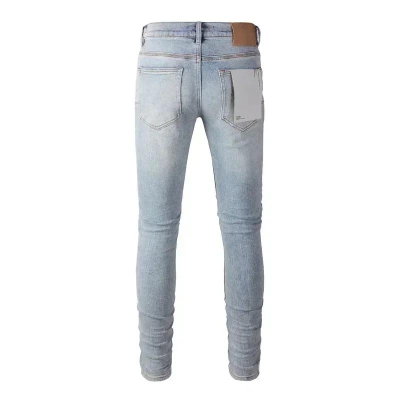 High street Purples jeans Men brands do vintage top quality repair low elevation skinny hold denim trousers pants