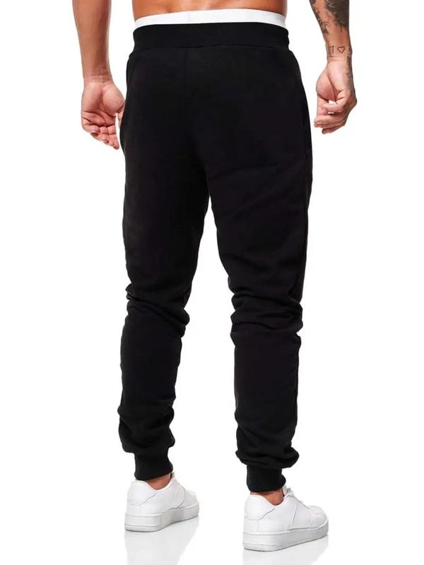 Men's Pocket Drawstring Waist Black Sweatpants, Pro Club Sweatpants, Regular Fit Plain Fashion Stylish Casual Jogger Trousers for Daily Running, Men's Bottoms for Spring & Fall, Menswear Trouser, Pants for Men, Mens Pants