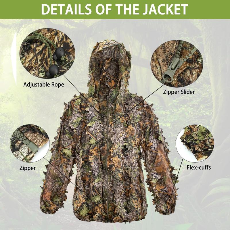 Ghillie Suit, Leafy Suit for ,  Gear Including  Clothes for Turkey , Outdoor Jungle and Halloween