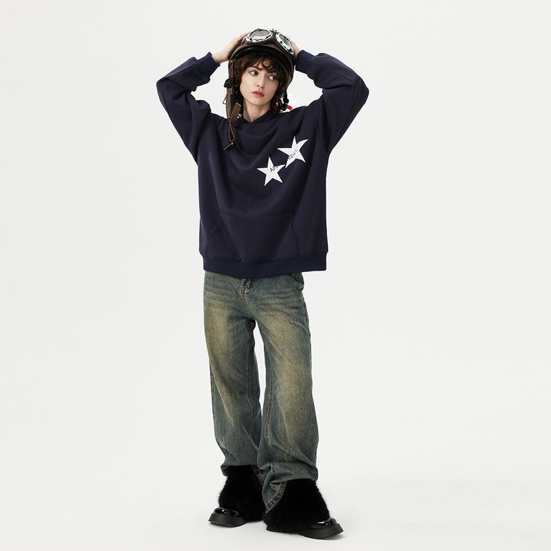 Aelfric Eden Star Print Color Contrast Pullover Hoodie