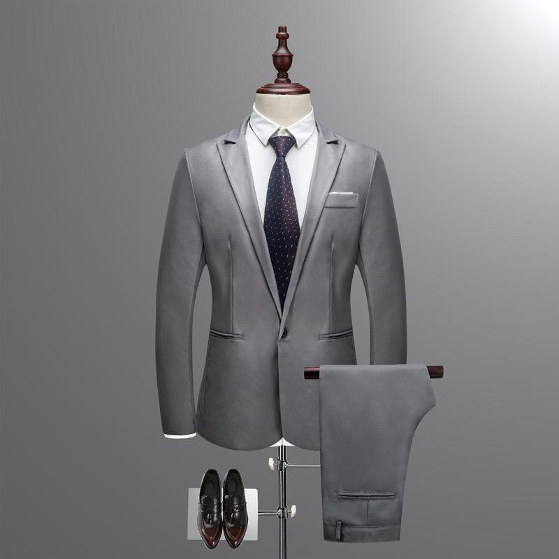 2024 Men's New Clothes Suit Suit Korean Style Slim Fit Solid Color Business Clothing Men's Casual Suit Two-Piece Suit