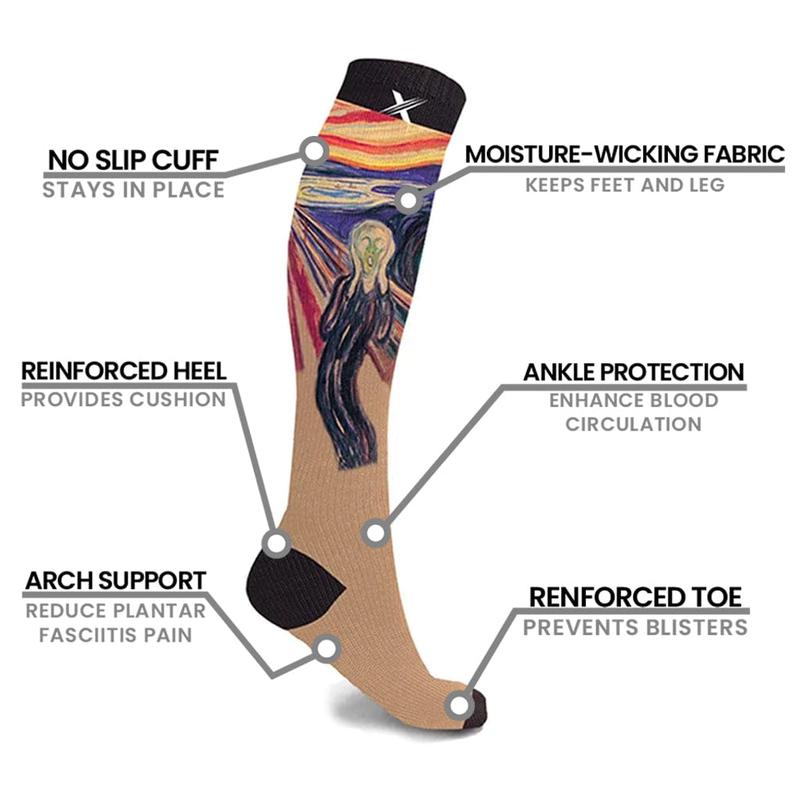 Extreme Fit Knee-High Support Socks with Masterpieces Prints (3-Pairs) - Moisture-Wicking & Comfort Fit