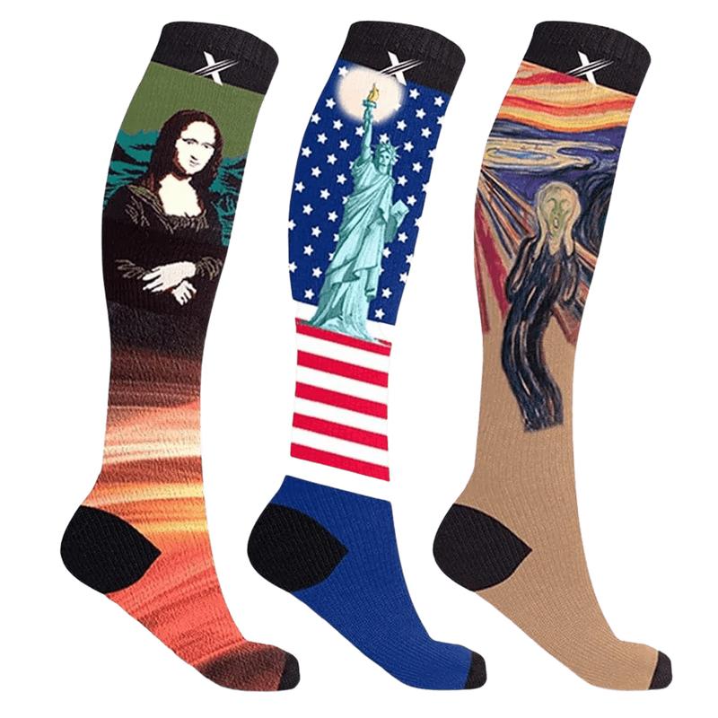 Extreme Fit Knee-High Support Socks with Masterpieces Prints (3-Pairs) - Moisture-Wicking & Comfort Fit