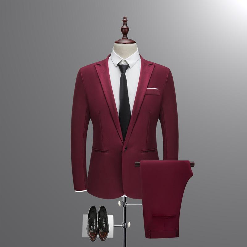 2024 Men's New Clothes Suit Suit Korean Style Slim Fit Solid Color Business Clothing Men's Casual Suit Two-Piece Suit