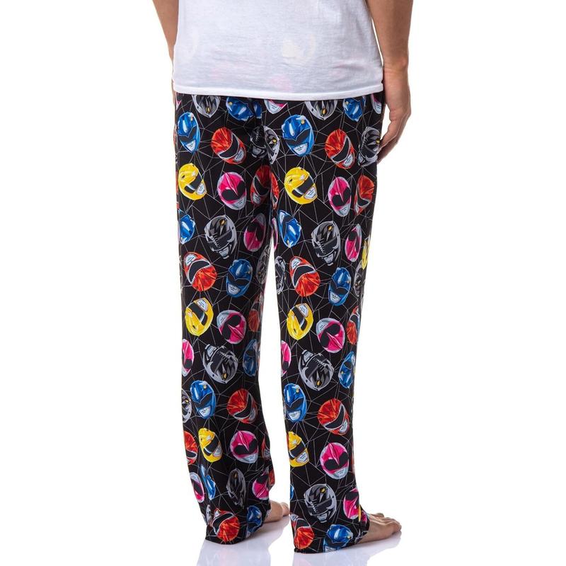 00Power00 00Rangers00 Mens' Tossed Print Red Pink Black Yellow Helmet Character Pajama Pants