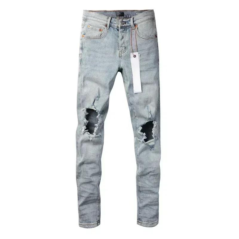 High street Purples jeans Men brands do vintage top quality repair low elevation skinny hold denim trousers pants