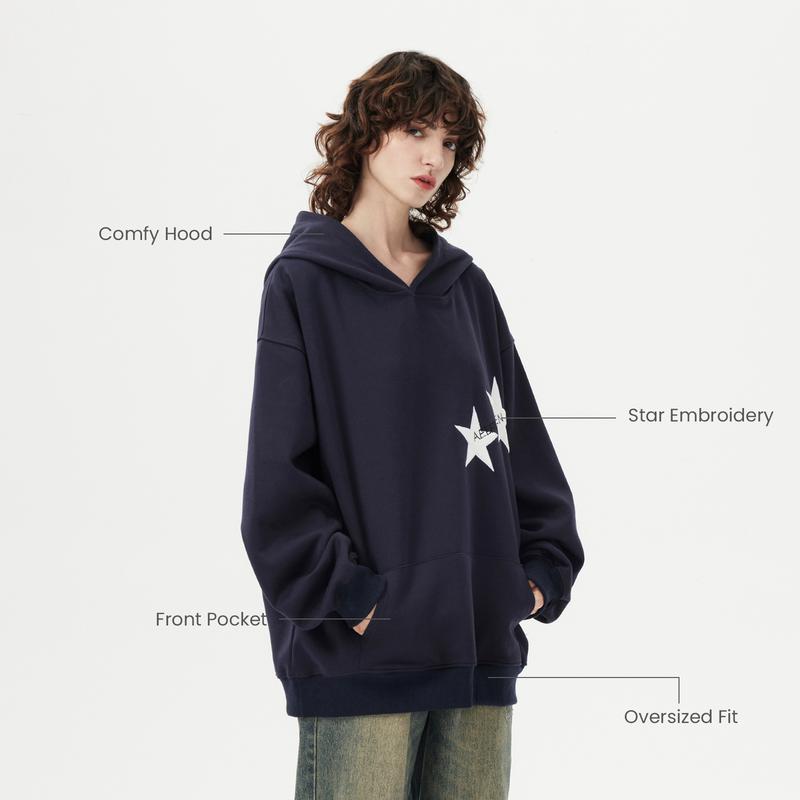 Aelfric Eden Star Print Color Contrast Pullover Hoodie