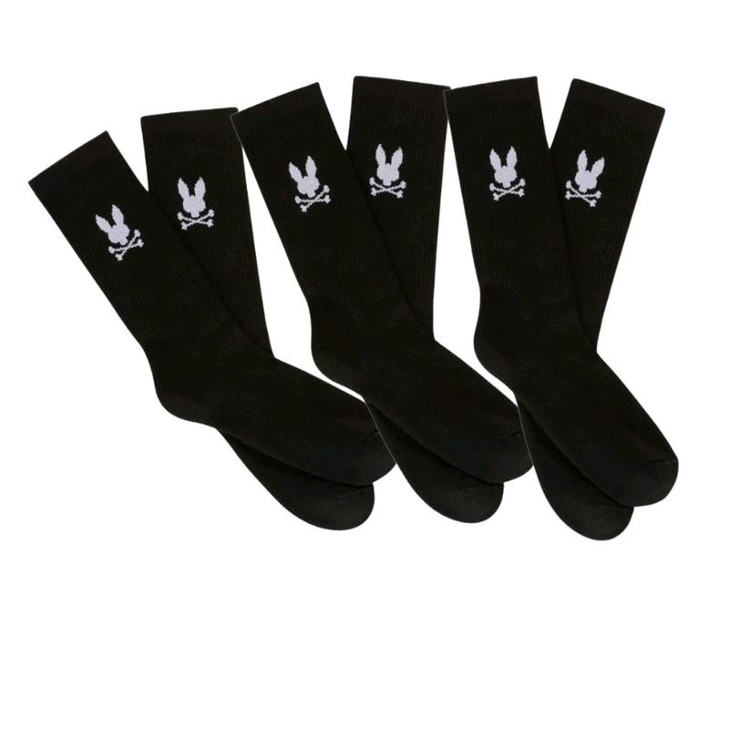 Bunny   Heavyweight Cotton Crew Black Socks - Soft and Comfortable - Snack