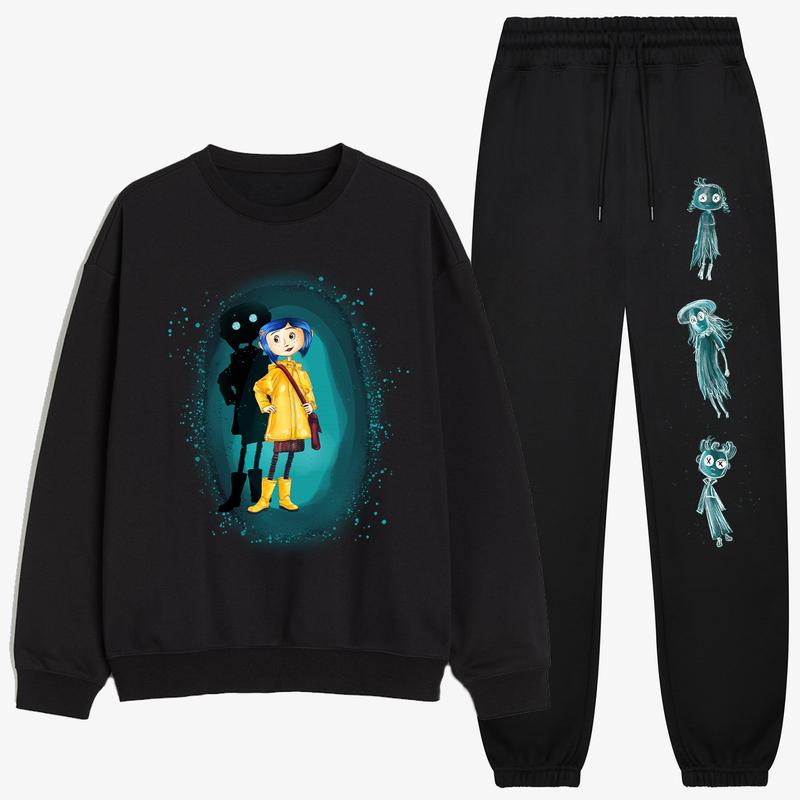 Coraline with Three Children Ghost Sweatshirt and Sweatpants, Coraline Fantasy movies tshirt, Horror Charaters Sweatshirt Crewneck Shirt, Halloween Sweatshirt and Sweatpants