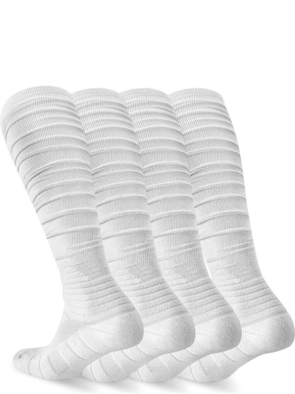 Men's Solid Ruched Over The Calf Socks, Casual Comfy Breathable Socks for Daily Wear, Men's Socks for All Seasons