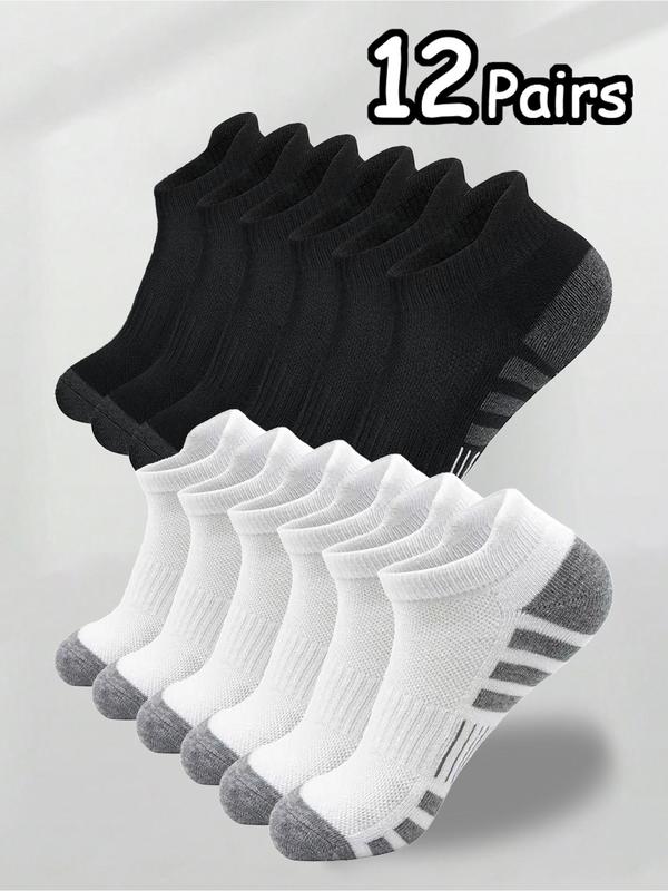 Men's Colorblock Striped Print Ankle Socks, Casual Moisture Wicking Low Cut Socks, Soft Comfy Breathable Socks for All Seasons Daily Wear