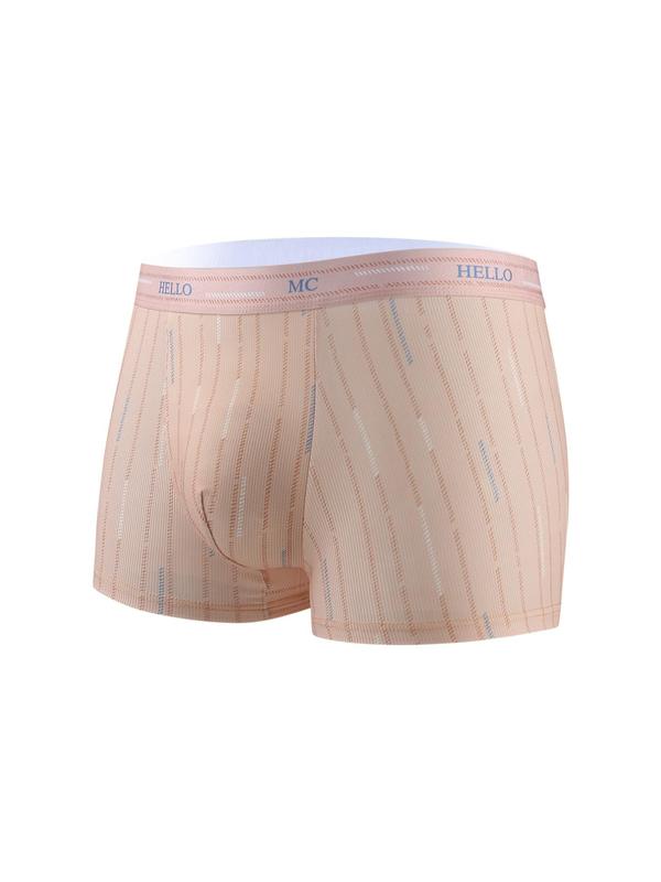 Men's 6pcs Striped Print Letter Tape Boxer Brief, Casual Comfy Breathable Underwear for Daily Wear, Mens Underwear for All Seasons