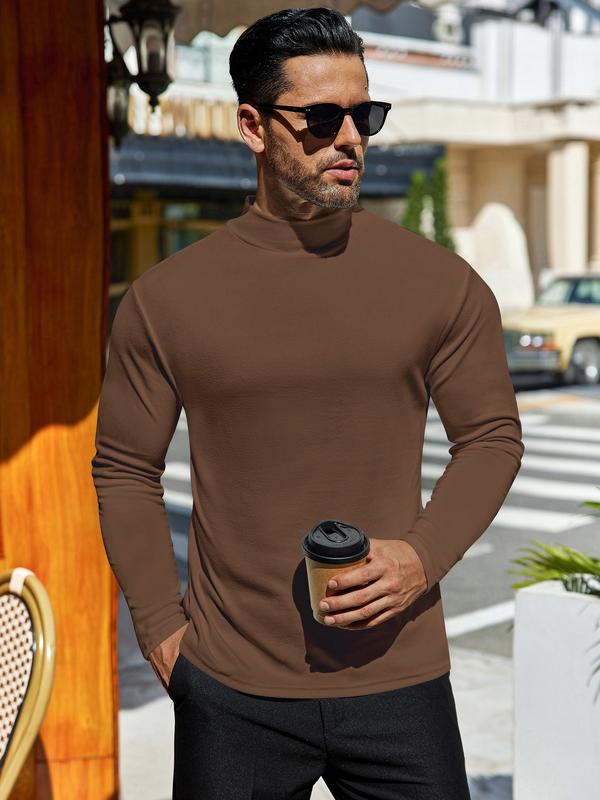 Coofandy Men's Mock Turtleneck Shirts Long Sleeve Basic Turtle Neck Undershirt Lightweight Thermal Pullover Sweater Classic Fashion Menswear Casual