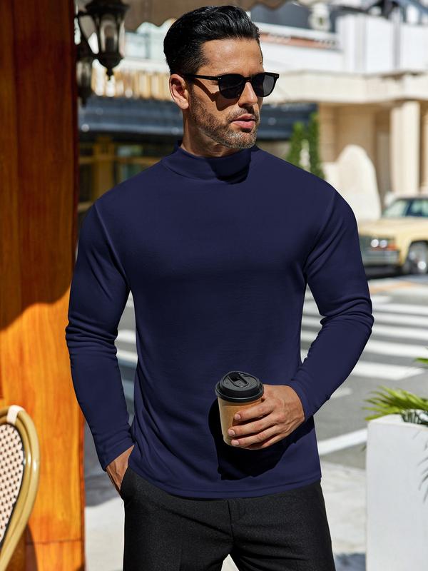 Coofandy Men's Mock Turtleneck Shirts Long Sleeve Basic Turtle Neck Undershirt Lightweight Thermal Pullover Sweater Classic Fashion Menswear Casual