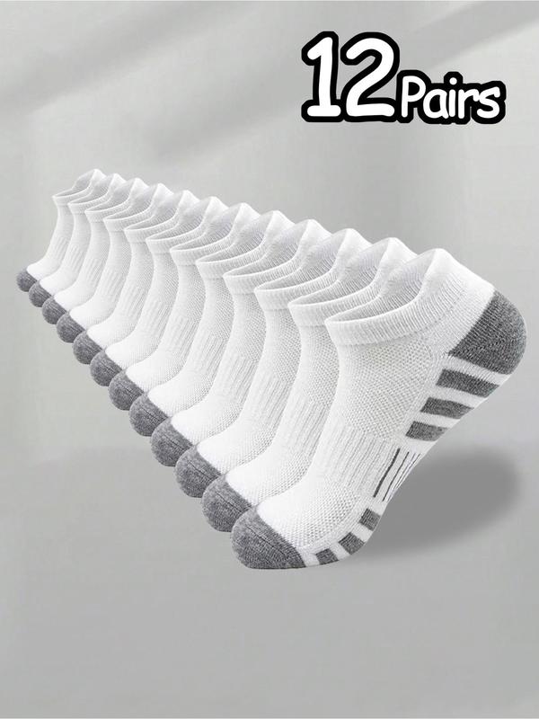 Men's Colorblock Striped Print Ankle Socks, Casual Moisture Wicking Low Cut Socks, Soft Comfy Breathable Socks for All Seasons Daily Wear