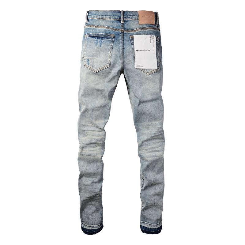 Purple brand Men's Jeans Casual Comfort Holes Fashionable Straight Skinny Slim Fit Jeans, Ripped Stretch Jeans Denim Pants