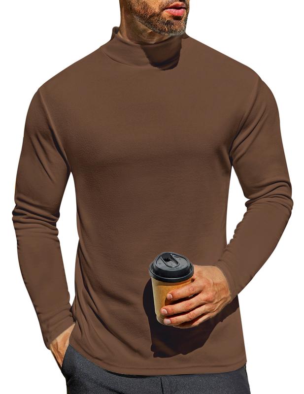 Coofandy Men's Mock Turtleneck Shirts Long Sleeve Basic Turtle Neck Undershirt Lightweight Thermal Pullover Sweater Classic Fashion Menswear Casual