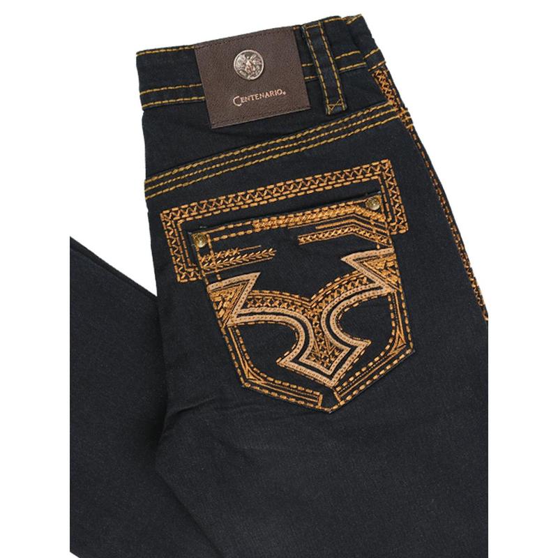 Centenario Men's Rinse Blue Denim with Gold Embroidered Details 45313