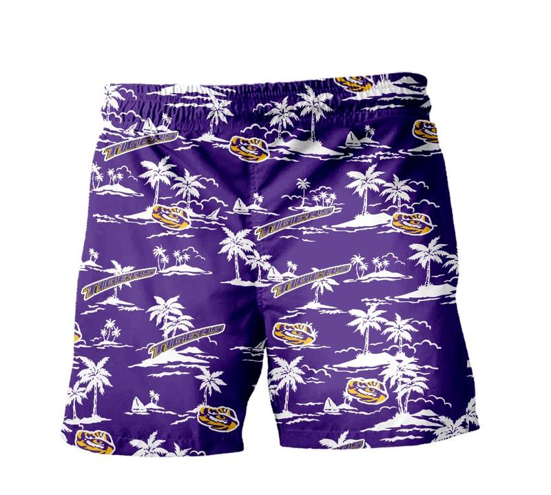 LSU Tigers Hawaiian Clothing Tropical Pattern Coconut Tree