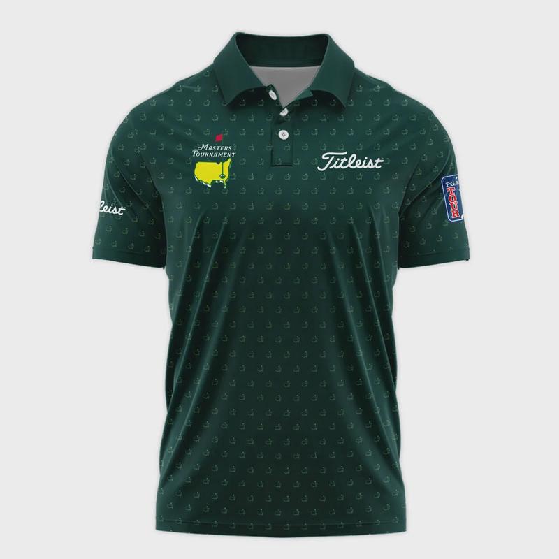 Golf M \sters Tournament T1tle1st Polo Shirt: Gold Green Logo Pattern All Over Print for Men - Perfect Golf Sports Attire