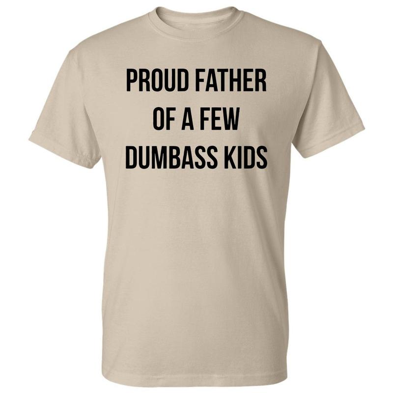 Men Proud Father T-Shirt, Funny Parenting Fathers Day Shirt, Full Color, For Men, For Women Classic Cotton Menswear Top Collar Embroidered Love Sport