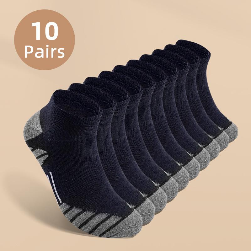 Hot Sale 10 Or 20 Pairs Men's Deodorant and Sweat-Absorbing Low Cut Socks, Comfortable Breathable Socks, Suitable for Daily and Outdoor Wear, Suitable for All Seasons