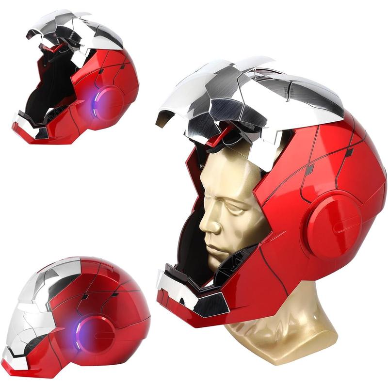 Iron Hero MK 5 1:1 Wearable Helmet - Voice, Touch, and Remote Control with LED Eyes, Realistic Sound Effects, Perfect for Cosplay, Display, and Collectible Figures for Man and Teen，Silver