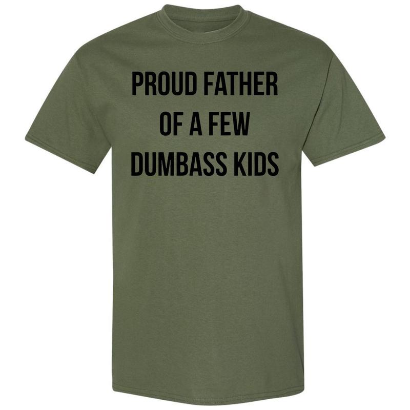 Men Proud Father T-Shirt, Funny Parenting Fathers Day Shirt, Full Color, For Men, For Women Classic Cotton Menswear Top Collar Embroidered Love Sport