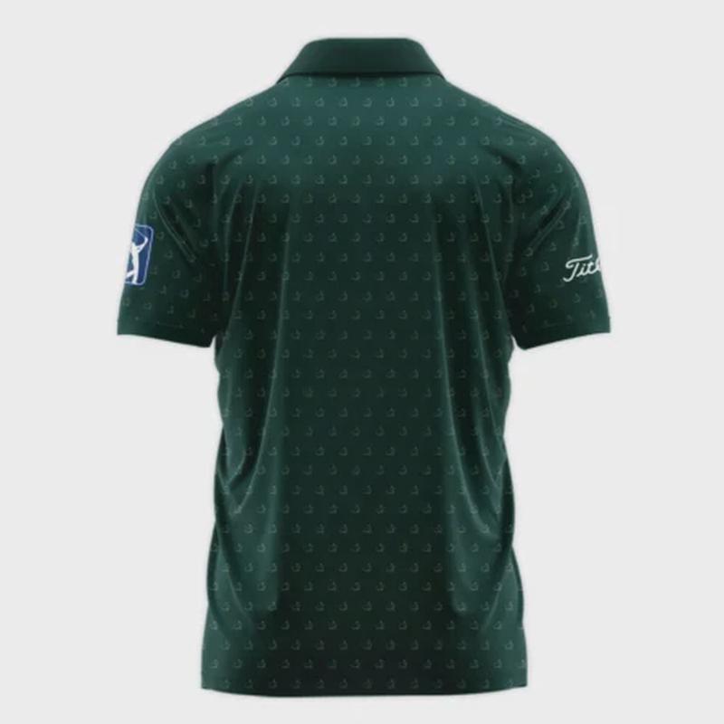 Golf M \sters Tournament T1tle1st Polo Shirt: Gold Green Logo Pattern All Over Print for Men - Perfect Golf Sports Attire