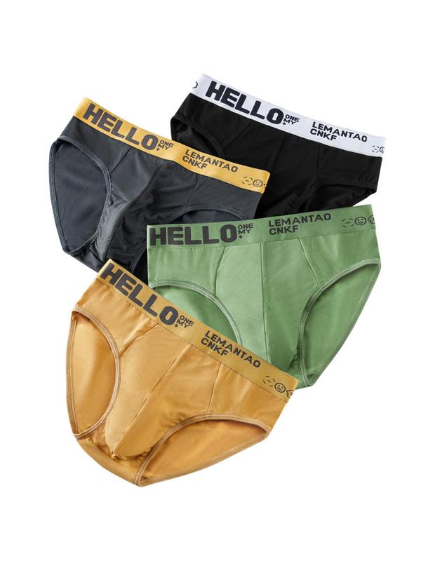 Men's  Letter Tape Knicker, Breathable Comfortable Underwear for Daily Wear, Soft Panties for All Seasons