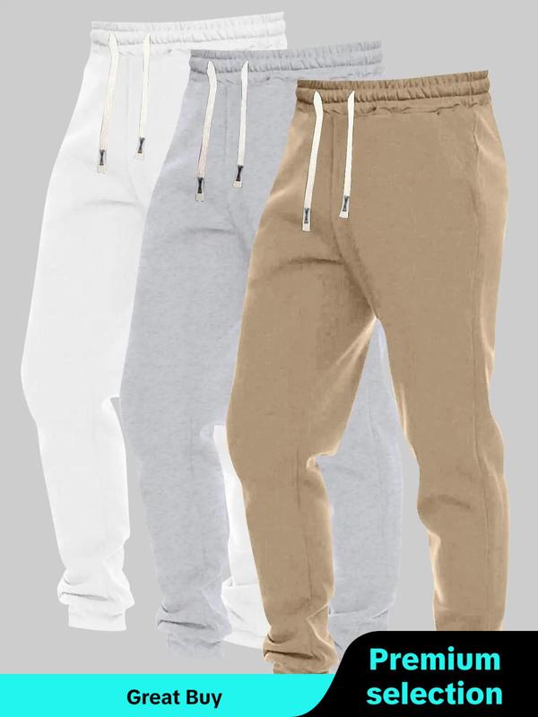 Men's Solid Drawstring Waist Jogger Pants, Casual Regular Fit Pocket Sweatpants for Summer, Men's Bottoms for Daily Wear