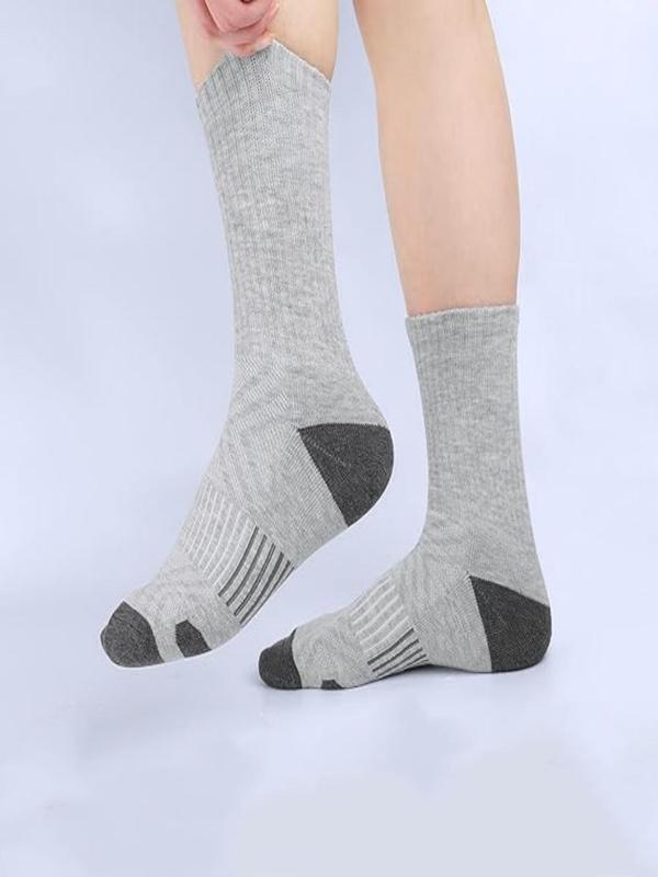 Men's Patchwork Print Crew Socks, Casual Moisture Wicking Socks, Soft Comfortable Breathable Socks for Daily Wear