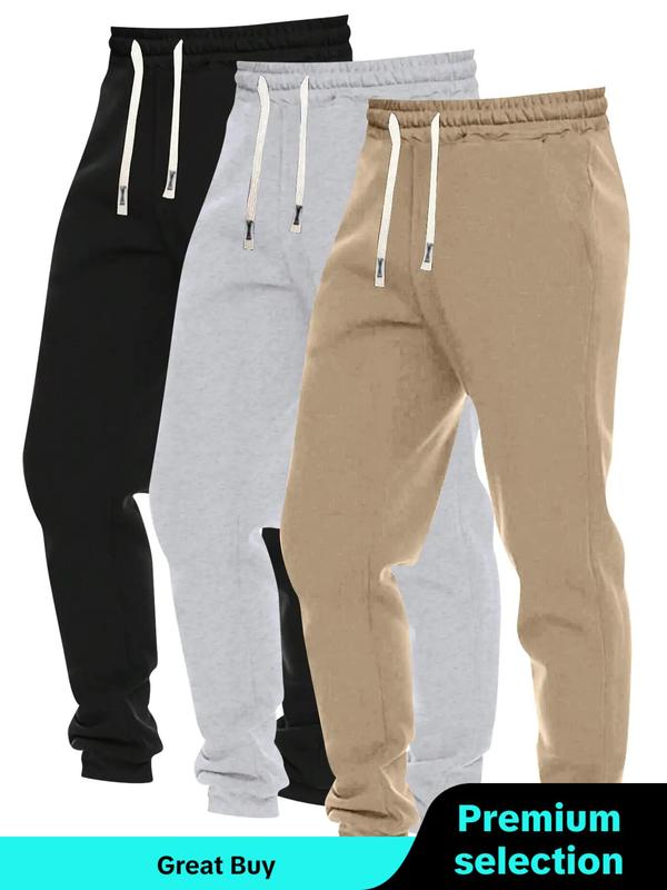 Men's Solid Drawstring Waist Jogger Pants, Casual Regular Fit Pocket Sweatpants for Summer, Men's Bottoms for Daily Wear