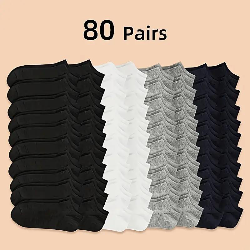 20 80 Pairs Unisex Short Socks Women Men Non-slip Solid Sock Low Cut Invisible Ankle Socks White Black Grey Summer Socks low cut Menswear Underwear Men's Women's Breathable Invisible Invisible soft  socks Beige Plain