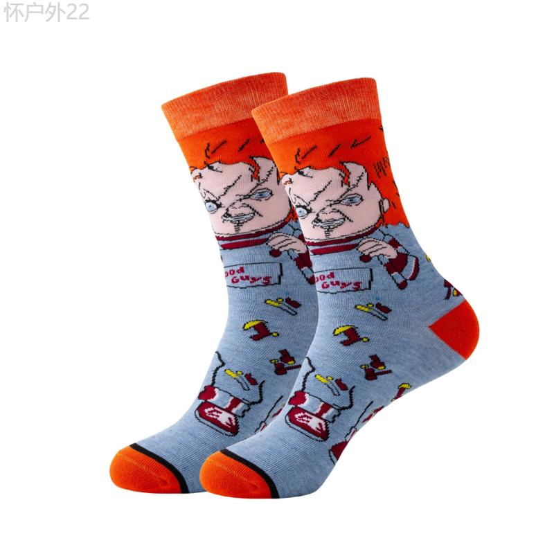 21 Pairs Men's and Women's Fashion Cartoon Athletic Tube Socks, Breathable Comfort Casual Streetwear Unisex Mid-Calf Socks, Polyester 98%, Spandex 2%, Hand Wash, Knit Fabric for All Seasons Sports Wear Menswear Bowling Menswear Bowling Tropical