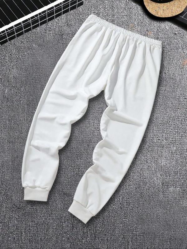 Men's Solid Color Drawstring Waist Sweatpants, Casual Regular Fit Pocket Jogger Pants for Fall & Winter, Men's Trousers for Daily Wear