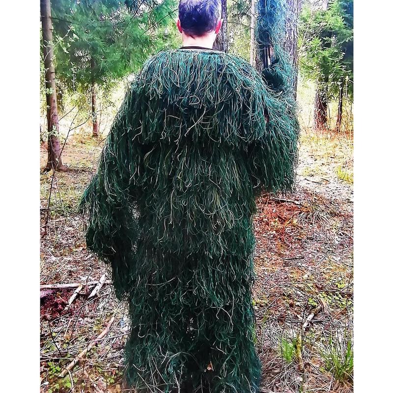 5 in 1 Ghillie Suit, 3D Camouflage  Apparel for Men Youth  Including Jacket, Pants, Hood, Carry Bag