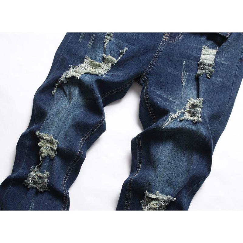 2024 New European and American Style Men's Ripped and Faded Slim-fit Jeans, Fashionable Vintage Casual Slim-fit Pants S-XXXL