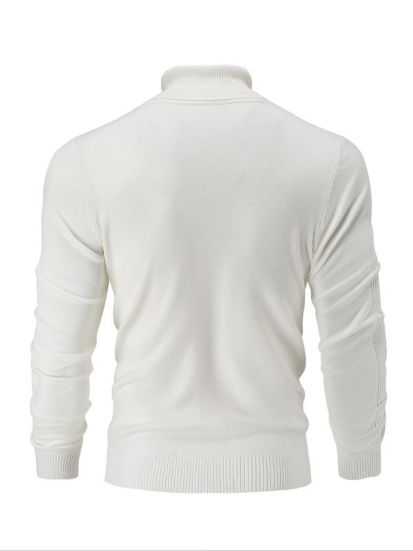 Men's Solid Turtle Neck Sweater Pullover, Casual Long Sleeve Jumper for Fall & Winter, Men's Knitwear for Daily Wear