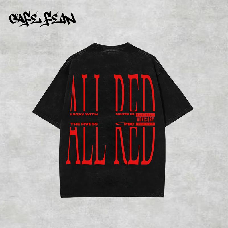 PLAYBOI CARTI ALL RED  VINTAGE TEE Rap Hiphop Unisex Oversize  Washed Heavyweight Cotton T-shirt, Gift For Rap Fan, Rap Lover