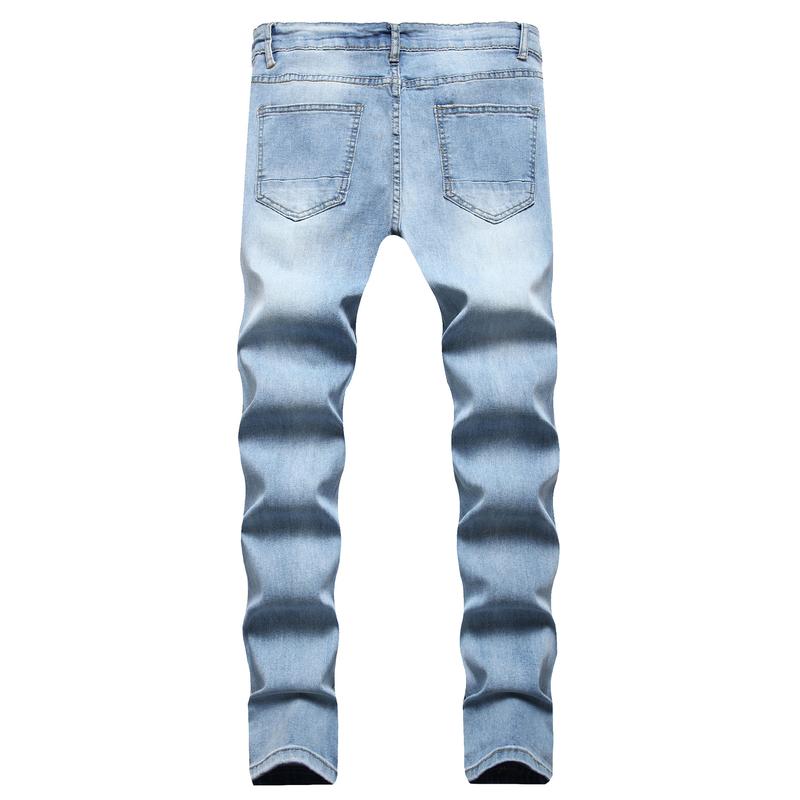 2024 New European and American Style Men's Ripped and Faded Slim-fit Jeans, Fashionable Vintage Casual Slim-fit Pants S-XXXL