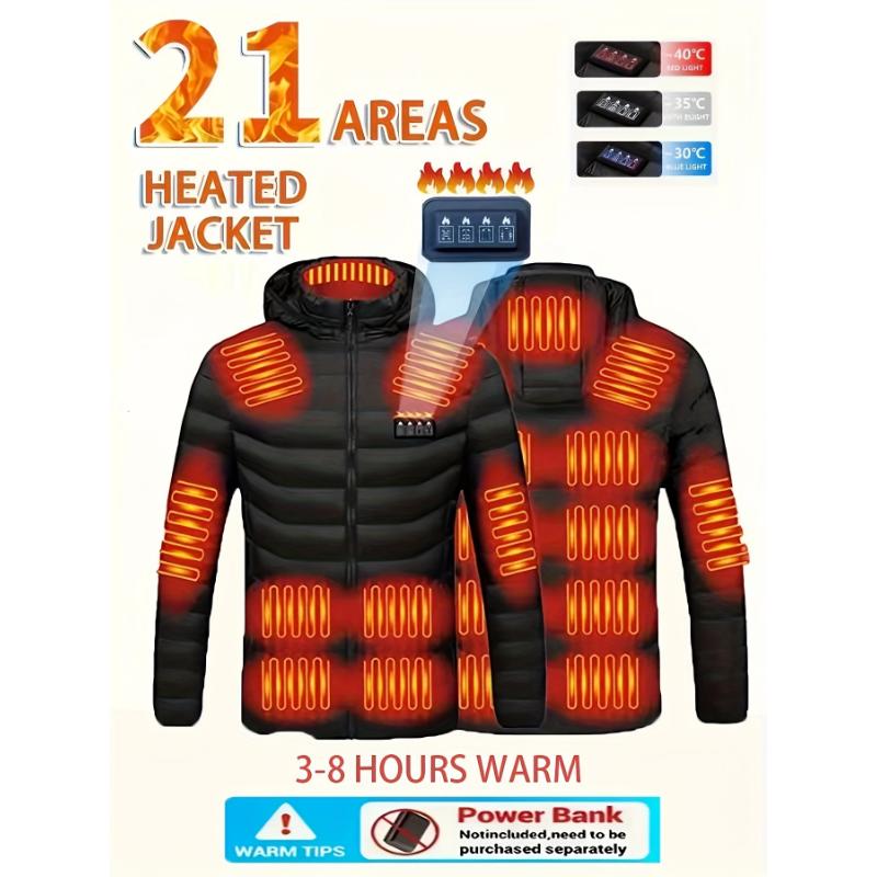 Men's Smart Heating Jacket - 21 Zones, Adjustable Temperature, Electric Warmth for Winter Comfort & Relaxation