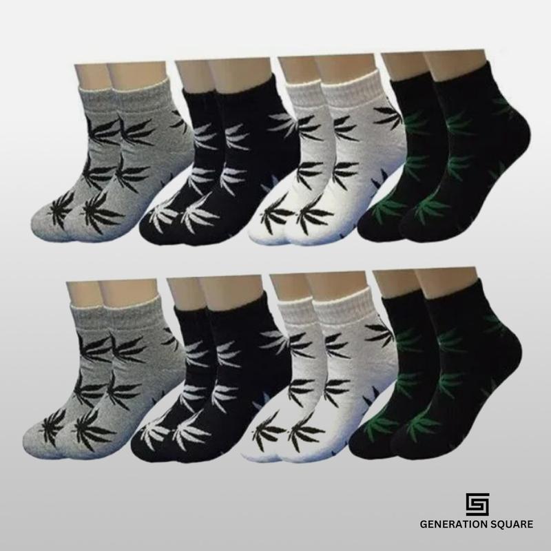 12 Pairs Men & Women Marijuana Leaf Low Cut Thin Quarter Ankle Cotton Socks - Size 9-11 10-13 Lightweight