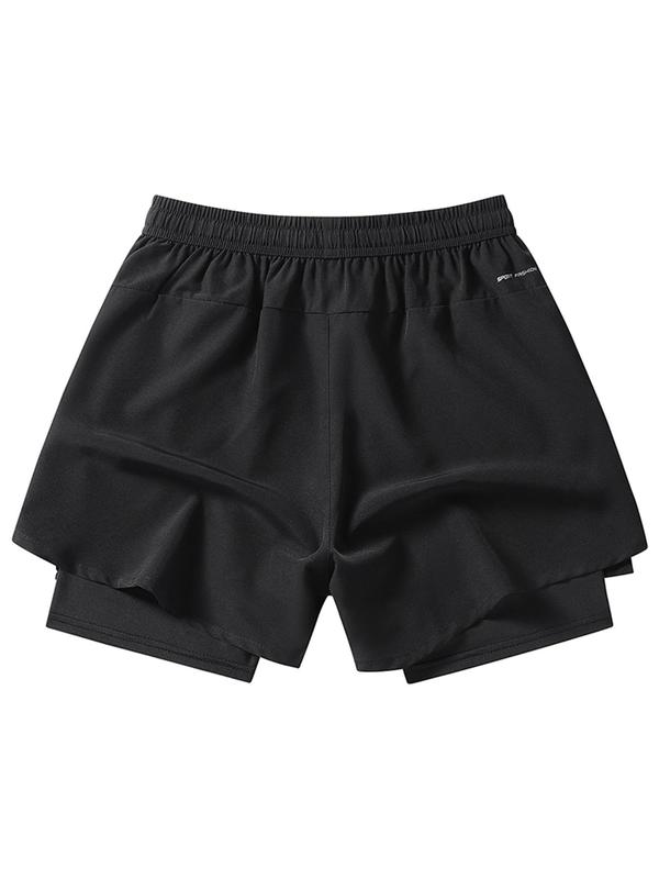 Men's 2 in 1 Drawstring Waist Shorts, Casual Pocket Design Shorts for Summer,  Shorts for Men, Back To School Outfits, Men's Bottoms for Daily Wear