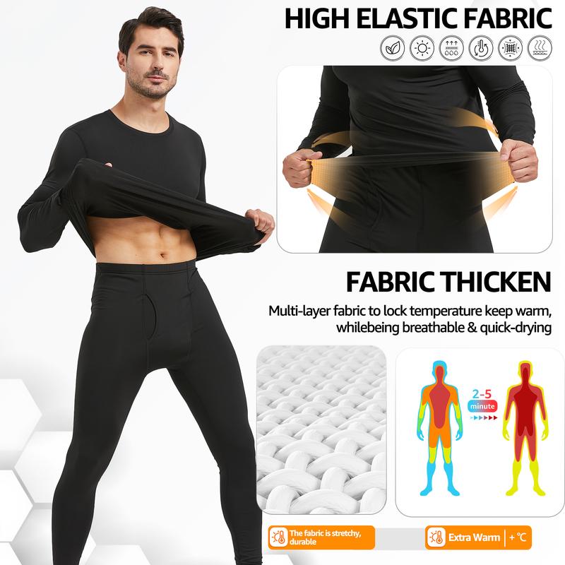 UNIQUEBLLA Long Johns Thermal Underwear Set for Men Thermal Base Layer Cold Weather Bottom Top,Halloween&Christmas Decor,Christmas Gifts